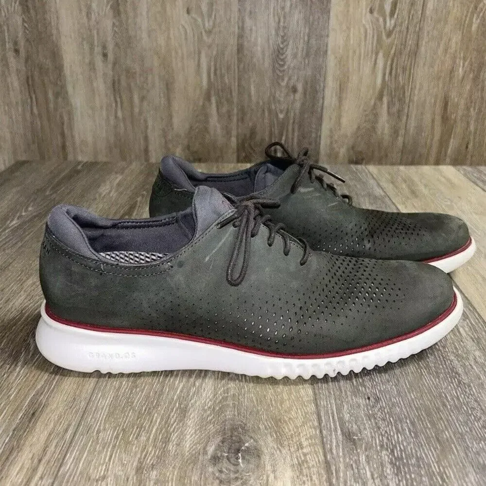 Cole Haan 2.ZeroGrand Laser Wingtip Oxford Gray Shoes C26036 Mens US Size 11.5
